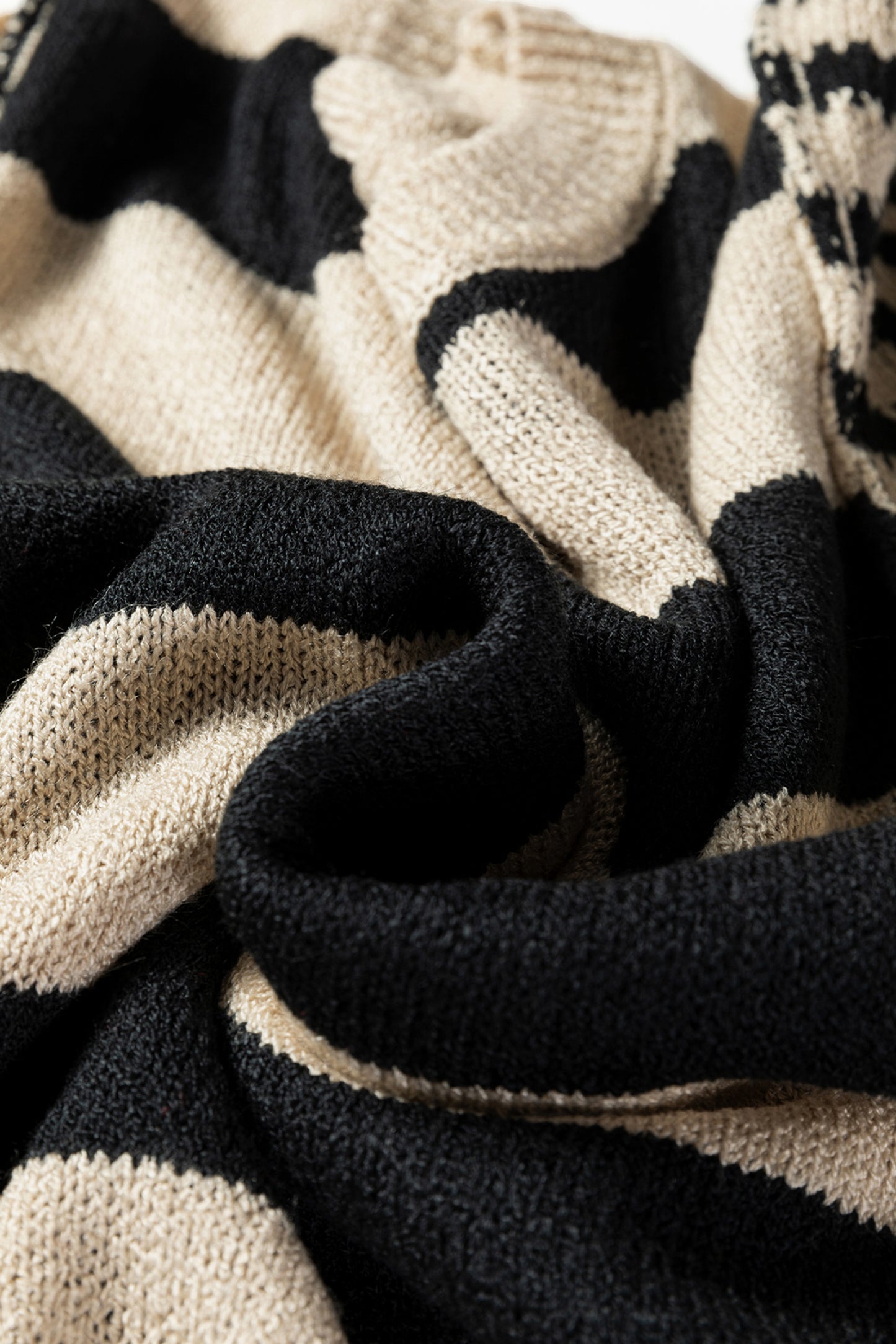 Black Stripe Drop Shoulder Sleeve Patchwork Baggy Sweater