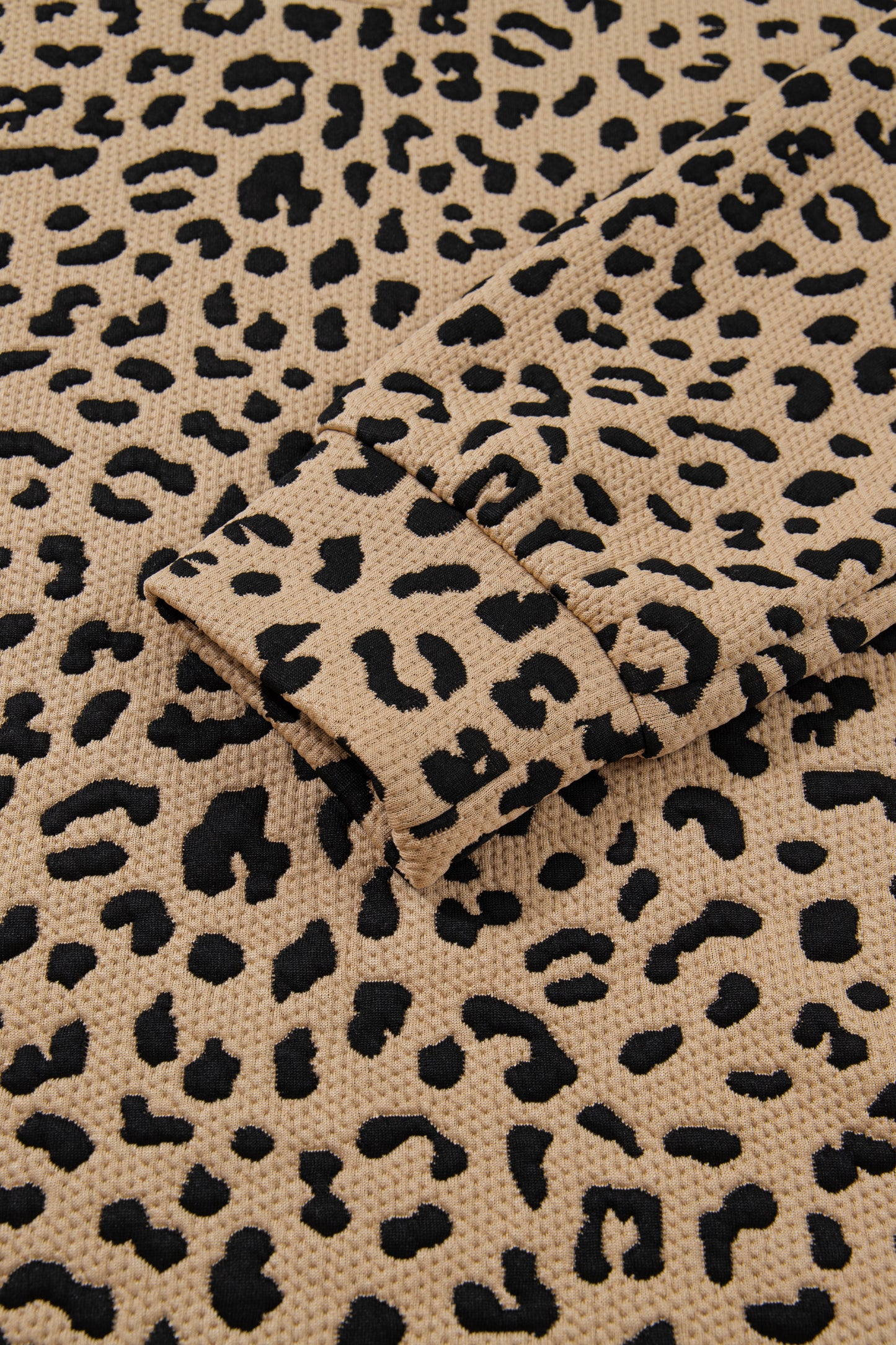 Parchment Leopard Polo Collar V Neck Pullover Top