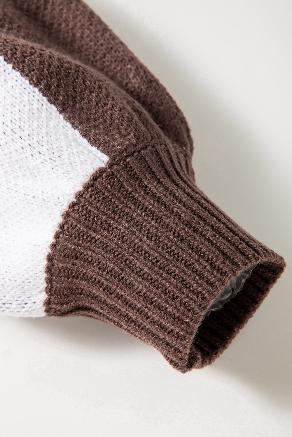 Dark Brown Checkered Bishop Sleeve Sweater