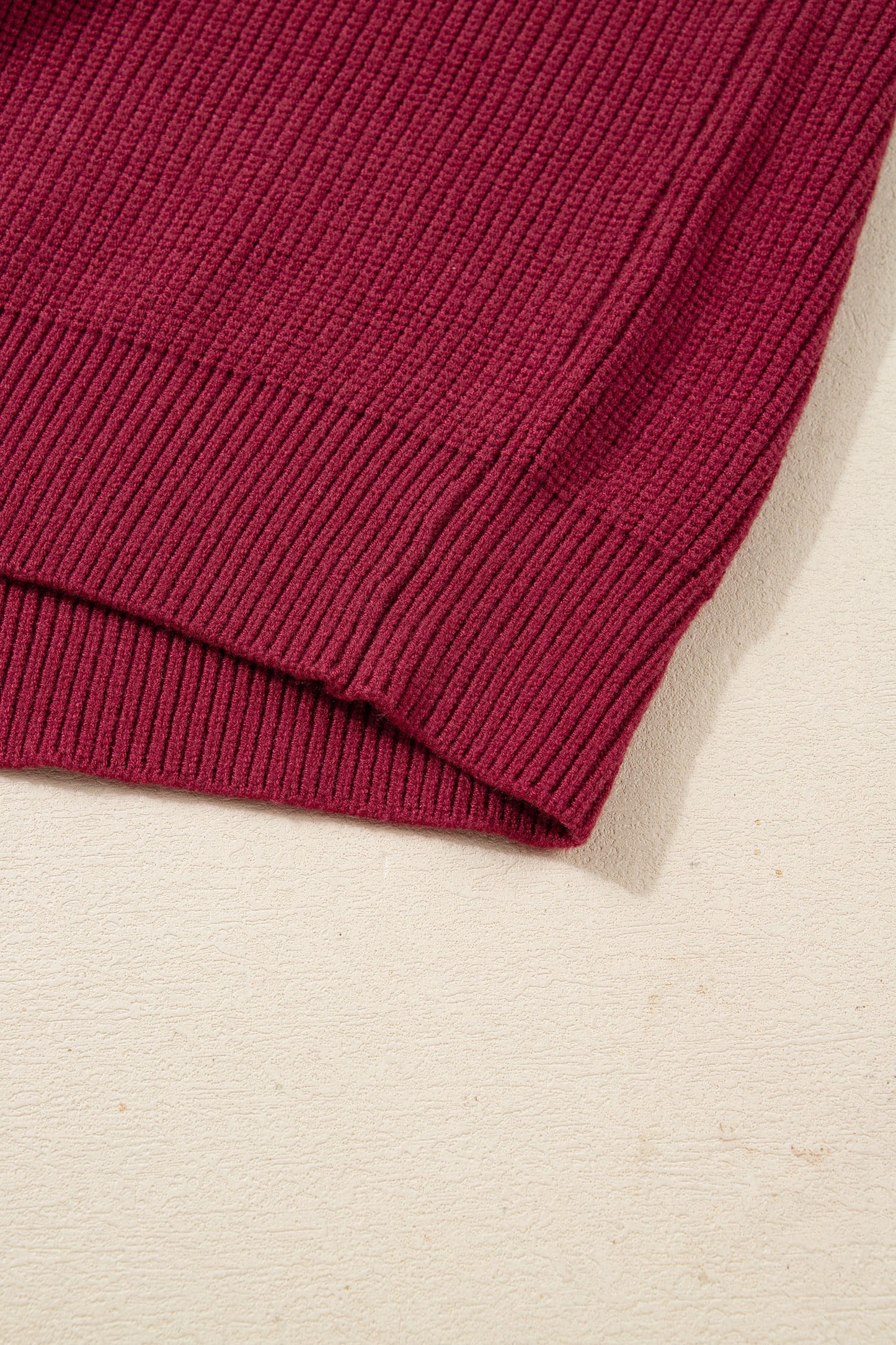 Red Dahlia Ribbed Knit Ribbon Knot Backless Drop Shoulder Sweater