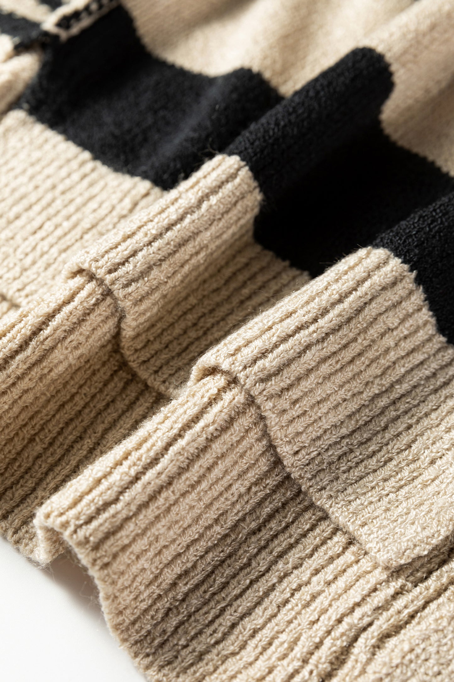 Black Stripe Drop Shoulder Sleeve Patchwork Baggy Sweater