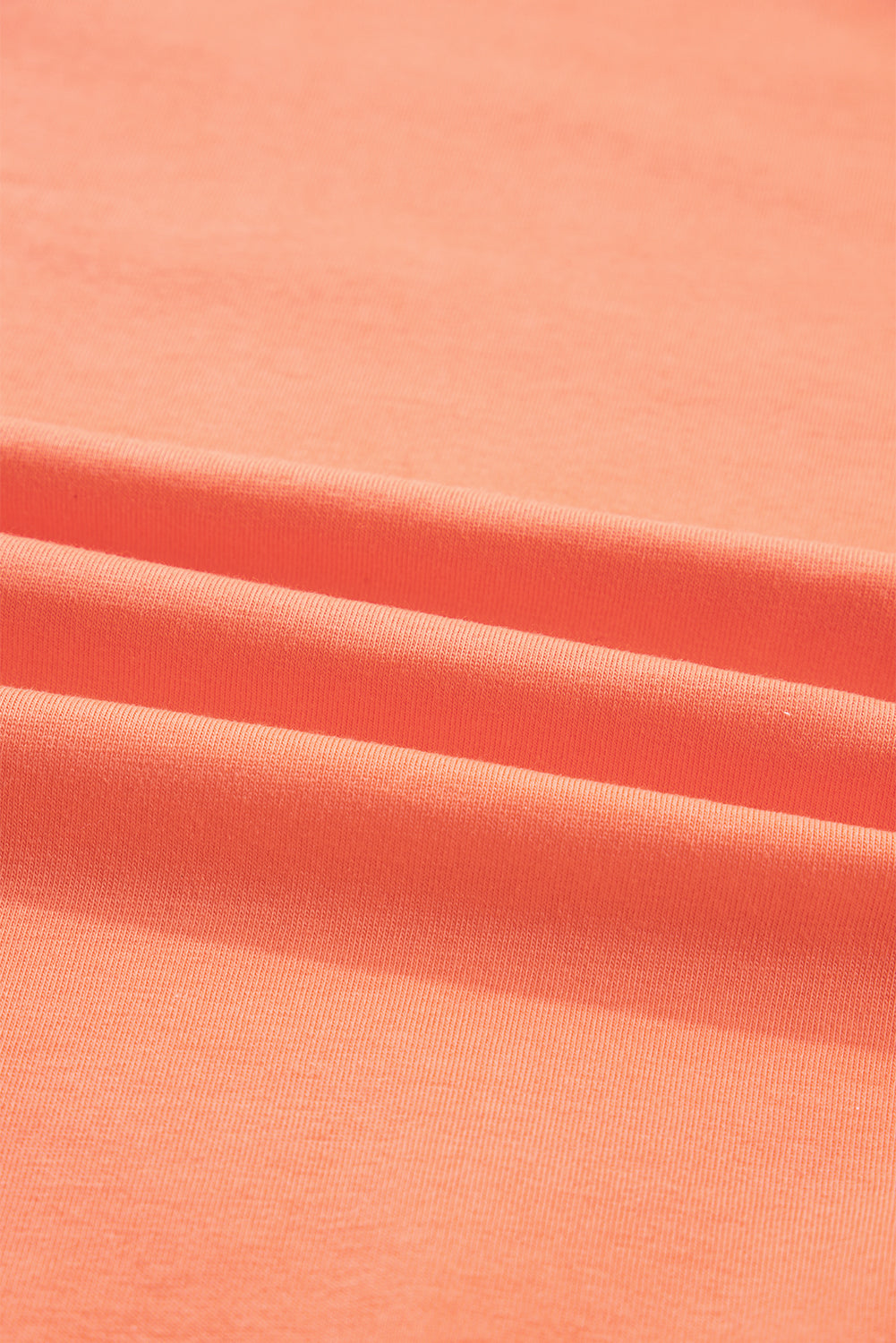 Grapefruit Orange Plaid Flower Waffle Patched Plus Size 3/4 Sleeve Top